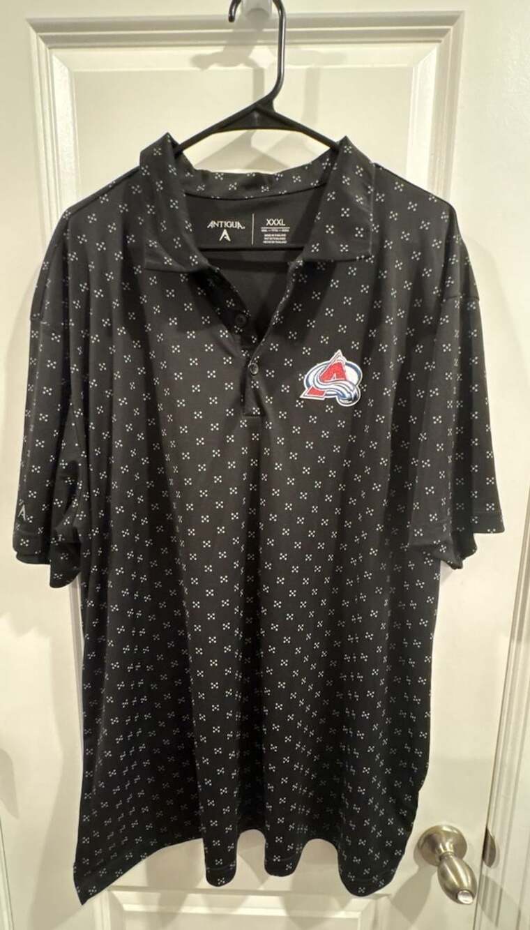 Antigua Colorado Avalanche Polo Size XXXL Black Tile Print Short Sleeve